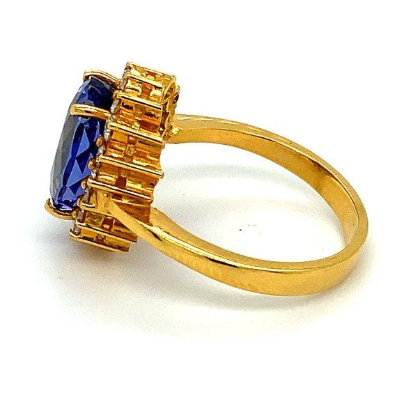 GIA Tanzanite 5.39ct Diamonds Solid 22K Gold Ring - Picture 6 of 10